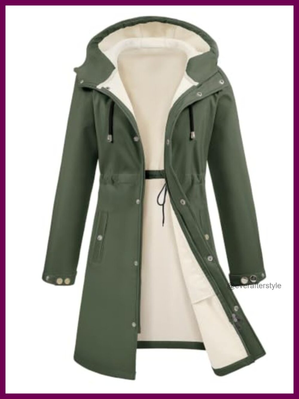 Women's Waterproof Softshell Fleece Lined Hooded Raincoat Knee Length